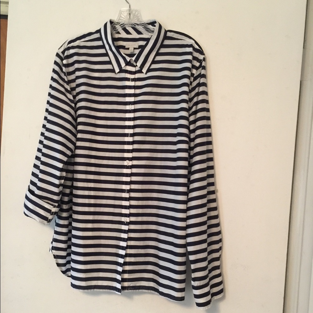 Talbots XL striped navy and white shirt.